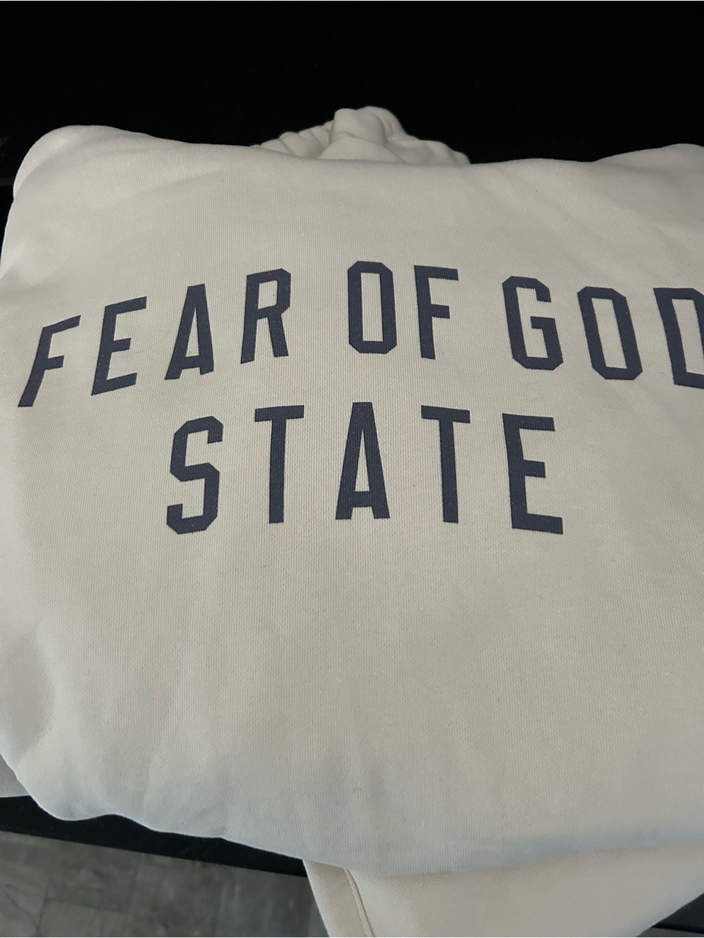 Fear of God White sweatshirt and pants with Grey Logo